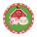 Farm Animals barn Yard  Round Dot Stickers Set